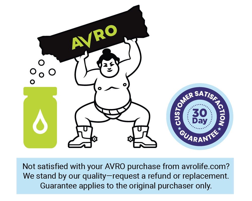 Sumo pouring Avro into bottle - 30 Day Guarantee