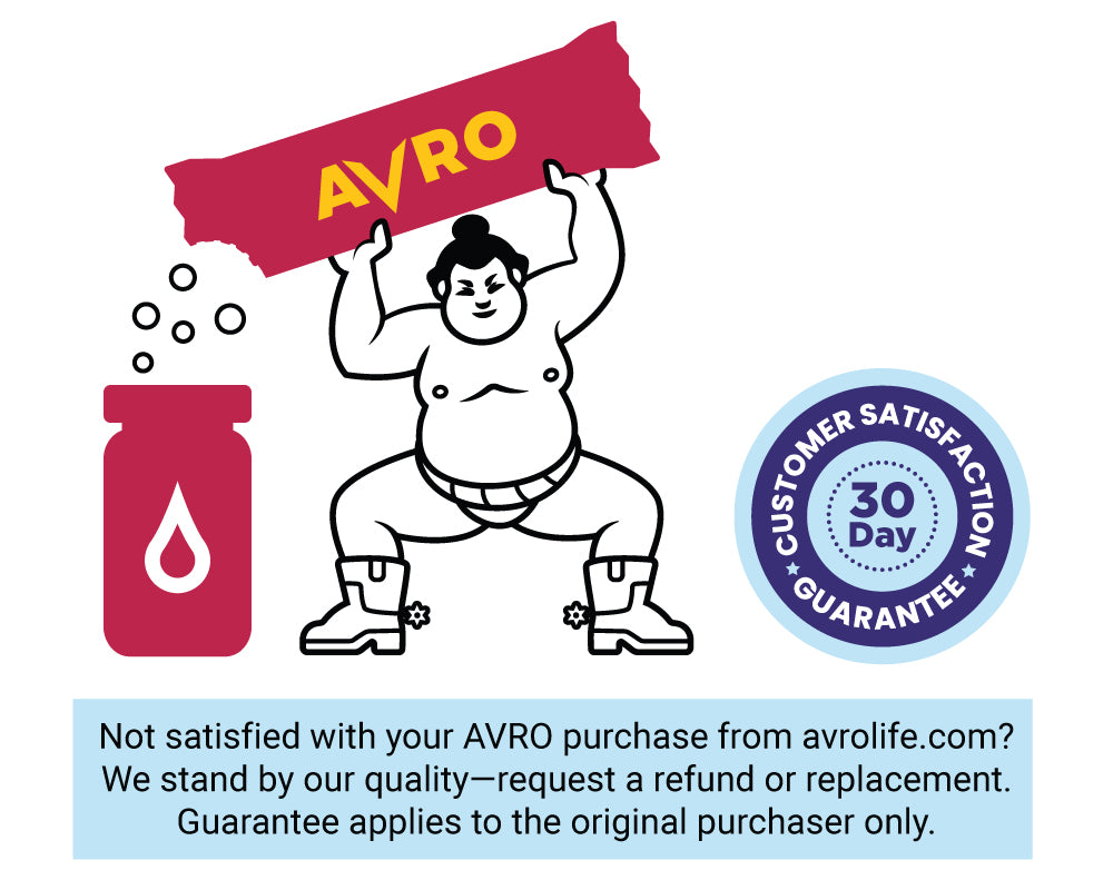 Sumo pouring Avro into bottle - 30 Day Guarantee