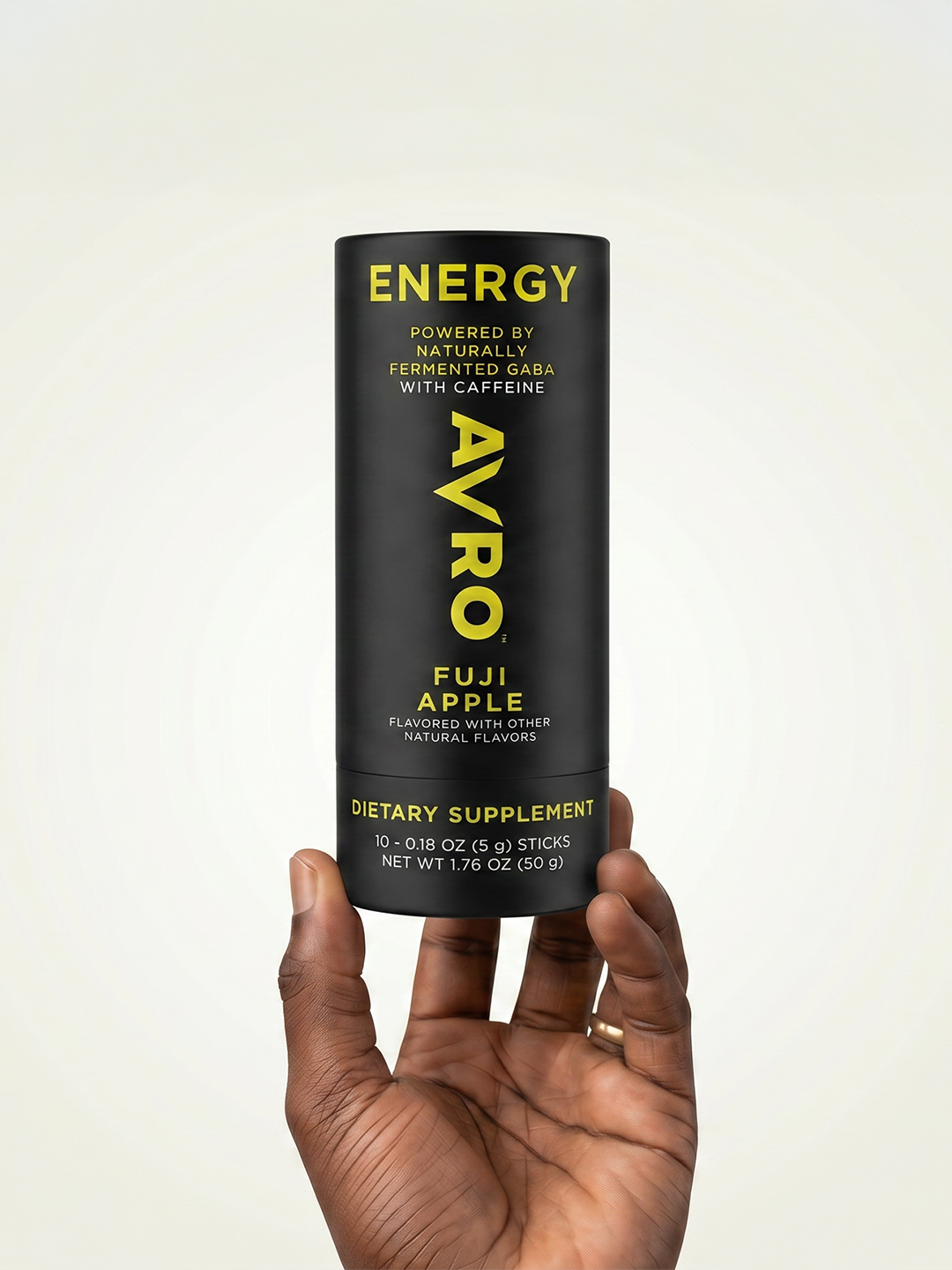 Hand holding an AVRO Energy tube