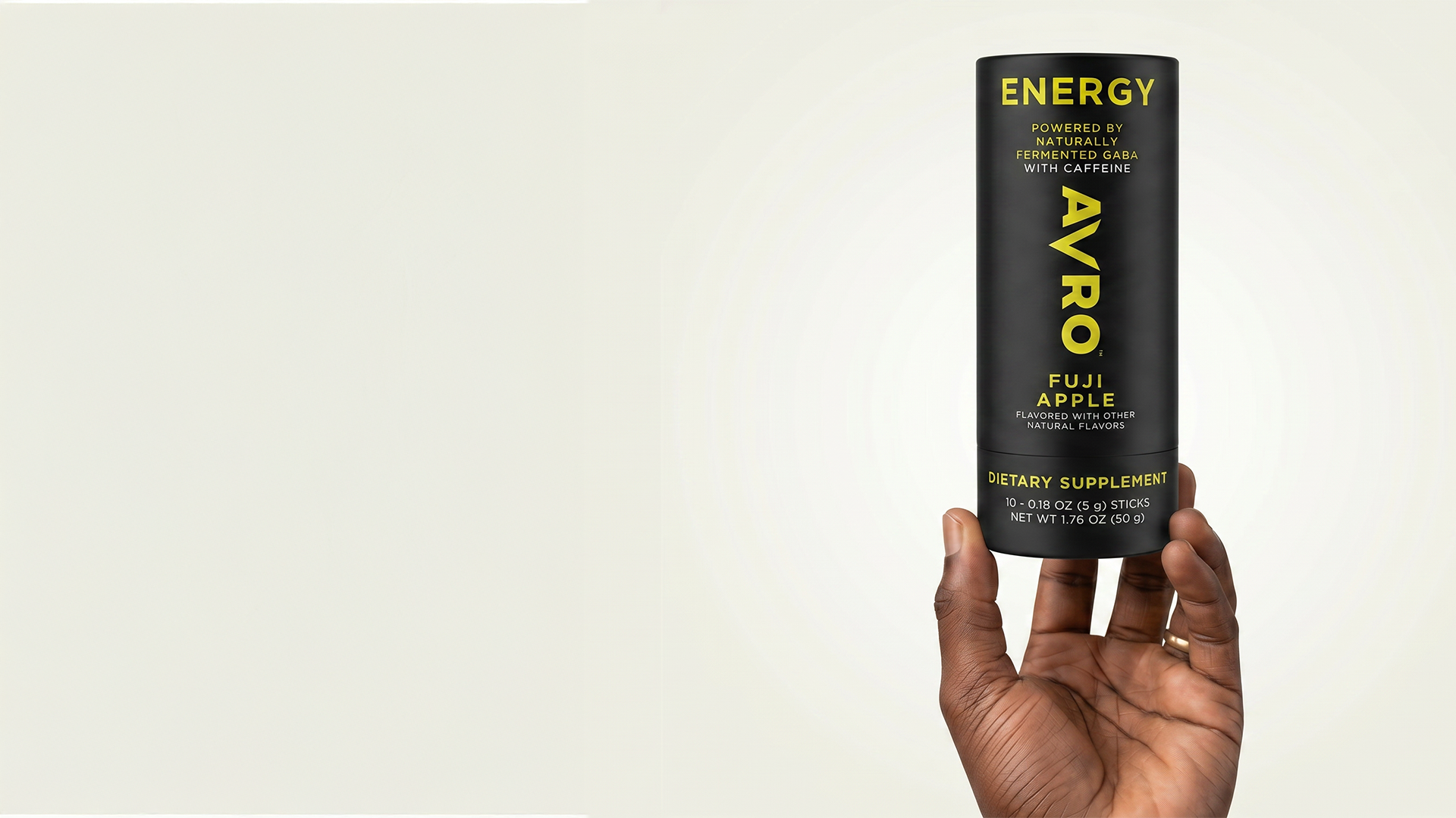 Hand holding an AVRO Energy tube