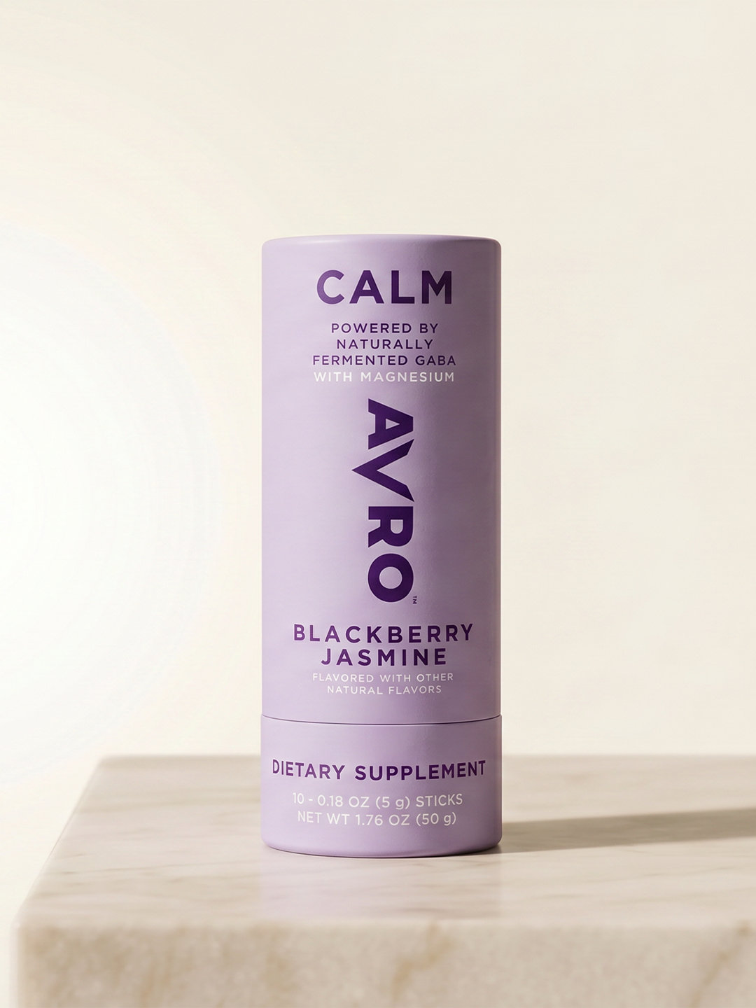 AVRO Calm tube on a marble ledge