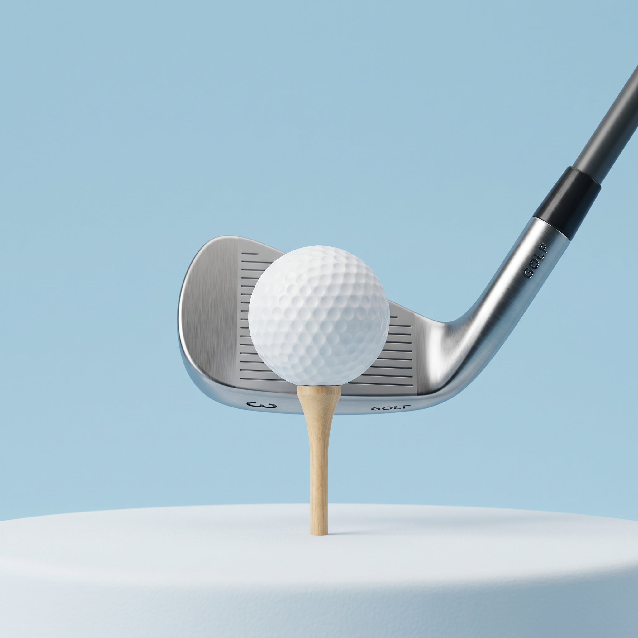 Golf club and ball on a tee